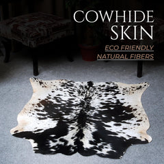 Handmade Multicolour Cowhide Rug with Animal Print - Small Size, Hypoallergenic, Non-Slip Suede Back, Non-Shedding - Free Shipping in UK