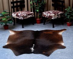 Luxurious XL Dark Brown Cowhide Rug with Hypoallergenic & Non-Slip Back - Hand selected Premium Hide for Elegant Décor