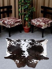 Luxury Dark Brown Cowhide Rug - Natural Hair, Hypoallergenic, Handcrafted, Unique, Durable & Versatile - Medium Size for Bedroom/Living Room