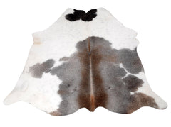 Luxurious Natural Grey & White Cowhide Rug - Hypoallergenic - Durable, Handcrafted with Unique Markings for Home Décor