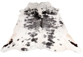 Luxury Grey & White Cowhide Rug - Hypoallergenic, Handcrafted, Unique Beauty - Medium Size for Lounge Décor