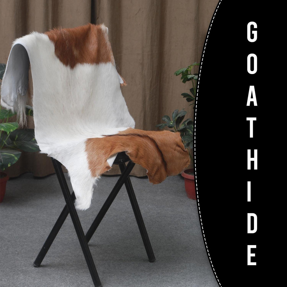 Luxurious Brown & White Goat Skin Rug - Eco-Friendly Handmade Floor Rug with Unique Variations, Soft & Hypoallergenic - Non-Shedding - Durable - Celestial Leather Limited