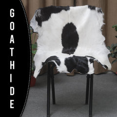 Luxury Black & White Goat Skin Rug - Modern Chic Decor, Natural Softness, Hypoallergenic, Eco-Friendly, Unique Pattern, Non-Slip Backing