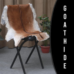 Luxurious Dark Brown & White Goat Skin Rug - Handmade Eco-Friendly Natural Goat Skin Floor Rug with Unique Colour Variations & Soft Texture