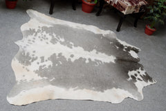 Luxurious Grey & White Spotted Cowhide Rug for Bedroom - Living - Hypoallergenic - Non-Slip - Free UK Shipping - Elegant Home Décor