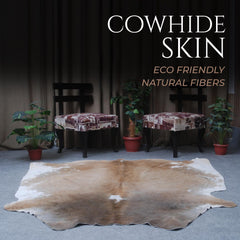 Luxury Natural Cowhide Rug - Hypoallergenic, Non-Slip, Non-Shedding, Brown & White Hair - Large Size for Elegant Home Decor