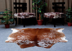 Luxurious Large Brown & White Cowhide Rug | Hypoallergenic - Non-Slip | Perfect for Bedroom - Living Room Décor | Free Shipping in UK