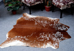 Luxurious Large Brown & White Cowhide Rug | Hypoallergenic - Non-Slip | Perfect for Bedroom - Living Room Décor | Free Shipping in UK