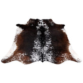 Luxurious Dark Brown & White Cowhide Rug | Animal Print Large Carpet for Lounge - Hypoallergenic - Non-Slippery Suede Back, Unique Markings
