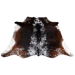 Luxurious Dark Brown & White Cowhide Rug | Animal Print Large Carpet for Lounge - Hypoallergenic - Non-Slippery Suede Back, Unique Markings