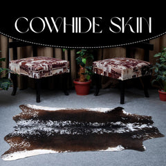 Luxurious Dark Brown & White Cowhide Rug | Animal Print Large Carpet for Lounge - Hypoallergenic - Non-Slippery Suede Back, Unique Markings