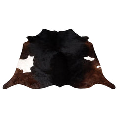 Luxurious Dark Brown & White Cowhide Rug | Hypoallergenic Animal Pattern Carpet | Large Size for Lounge | Non-Slip Suede Back | Non-Shedding