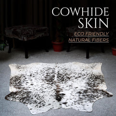 Luxurious Black & White Cowhide Rug - Hypoallergenic Medium Size with Unique Markings - Handcrafted Natural Beauty for Home Decor
