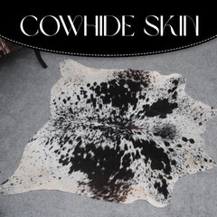 Luxury Handcrafted Brown and White Cowhide Rug - Hypoallergenic, Non-Slip Backing, Unique Natural Beauty, Durable and Versatile