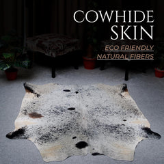 Luxury Grey and White Cowhide Rug - Hypoallergenic, Non-Slip, Non-Shedding, Unique Natural Beauty - Free Shipping across UK!