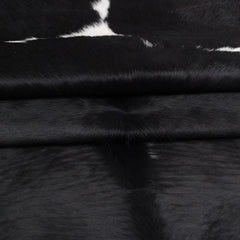 Luxurious Black and White Cowhide Rug - Handcrafted Medium Salt & Pepper Hair-on Hide for Modern Home Decor