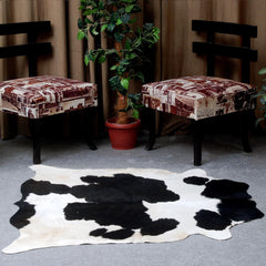 Luxury Black and White Cowhide Rug - Hypoallergenic & Non-Slip Backing, Handcrafted Natural Hide, Unique Markings, Durable and Versatile Rug