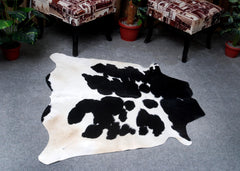 Luxurious Medium Salt & Pepper Cowhide Rug - Hypoallergenic, Non-Slip Backing, Handcrafted Natural Hide, Unique Black - White Markings,