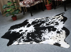 Luxurious Genuine Black & White Cowhide Rug with Unique Natural Beauty for Stylish Décor in Bedroom and Living Room