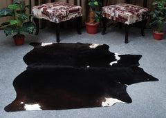 Luxurious Black & White Cowhide Rug for Stylish Décor | Hypoallergenic, Non-Slip, Unique Natural Beauty | Large Size, Free Shipping!