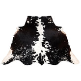 Luxurious Medium Dark Brown & White Cowhide Rug with Hypoallergenic Properties - Handcrafted Natural Animal Print Area Rug for Warmth