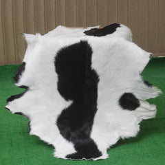 Serene Grey & White Goat Skin Rug - Natural Animal Hide Floor Decor with Suede Back - Sustainable, Eco-Friendly, and Hypoallergenic