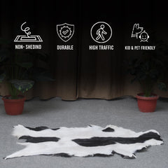 Serene Grey & White Goat Skin Rug - Natural Animal Hide Floor Decor with Suede Back - Sustainable, Eco-Friendly, and Hypoallergenic