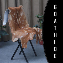 Luxury Handmade Brown & White Goat Skin Rug - Soft, Durable & Eco-Friendly Artisan Floor Rug with Unique Colour Variations