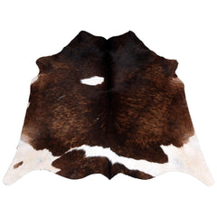 Natural Dark Brown and White Cowhide Rug - Hypoallergenic, Non Slippery, Non Shedding - Handcrafted Premium Hide - Free Shipping in UK
