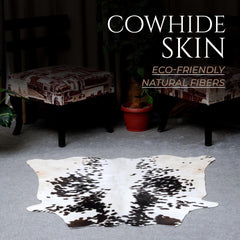 Luxurious Dark Brown & White Cowhide Rug - Small Animal Print Area Rug with Non-Slip Backing - Hypoallergenic Properties