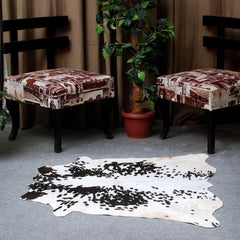 Luxurious Dark Brown & White Cowhide Rug - Small Animal Print Area Rug with Non-Slip Backing - Hypoallergenic Properties