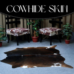 Elegant Dark Brown & White Cowhide Rug - Hypoallergenic, Non Slippery Suede Back, Handselected from Premium Hides - Free Shipping in UK
