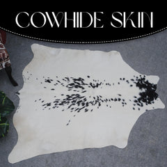 Luxurious Black and White Cowhide Rug with Large Hair - Hypoallergenic, Non-Slip, Non-Shedding - Unique Natural Beauty - Free Shipping!