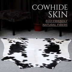 Luxurious Brown & White Cowhide Rug for Bedroom - Living Room - Hypoallergenic, Non-Slip, Non-Shedding, Durable - Versatile Area Rug