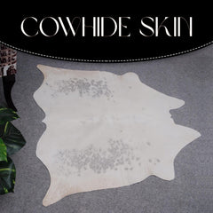 Luxurious Medium Grey and White Cowhide Rug: Hypoallergenic, Non-Slip Backing, Handcrafted from 100% Natural Hides - Unique and Versatile