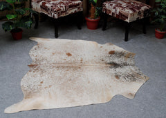 Luxurious Handcrafted Grey & White Cowhide Rug with Hypoallergenic Backing - Unique Natural Beauty for Home Decor