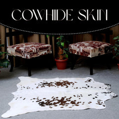 Luxurious Brown & White Cowhide Area Rug | Exotic Animal Skin Carpet for Home Decor | Hypoallergenic - Non-Slip | Large Size - Free UK