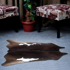 Luxurious Natural Cowhide Rug - Dark Brown & White Animal Print Small Area Rug - Hypoallergenic, Non Shedding, Handcrafted Quality - Free