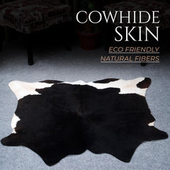 Luxurious Natural Black and White Cowhide Rug - Small Animal Print Area Rug with Hypoallergenic, Non Slip Suede Back Unique and Durable Home