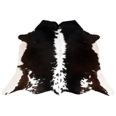 Luxurious Handcrafted Dark Brown and White Cowhide Rug with Hypoallergenic Properties & Non-Slip Suede Back - Small Animal Print Rug