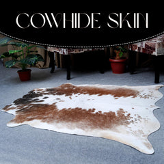 Luxury Black and White Cowhide Rug | Hypoallergenic | Non-Slip Suede Backing | Handcrafted | Unique Beauty | Durable & Versatile