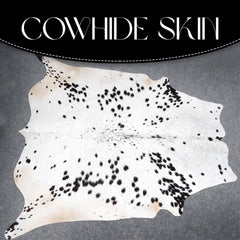 Luxury Salt & Pepper Cowhide Rug - Black and White Natural Pattern, Large Size, Hypoallergenic, Non-Slip Back, Free Shipping across UK!