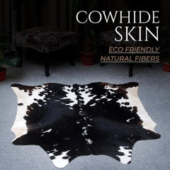Luxurious Black & White Cowhide Rug - Hypoallergenic, Non-slip, Non-shedding, Unique Natural Beauty - Perfect for Upholstery - Home Décor