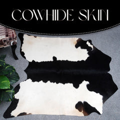 Luxurious Black and White Cowhide Rug | Large Hypoallergenic Centerpiece Decor | Unique Natural Beauty | Free Shipping in UK | Premium