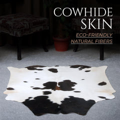 Luxurious Black & White Cowhide Rug | Medium Size Area Rug for Modern Home Décor | 100% Natural - Eco-Friendly | Hypoallergenic - Non-Slip