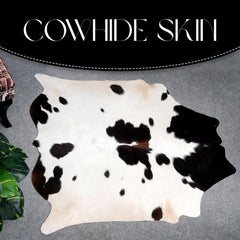 Luxurious Black & White Cowhide Rug | Medium Size Area Rug for Modern Home Décor | 100% Natural - Eco-Friendly | Hypoallergenic - Non-Slip
