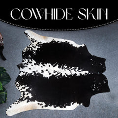 Luxurious Classic Black and White Cowhide Rug - Hypoallergenic, Non-Slip Backing, Handcrafted, Unique Beauty, Durable and Versatile