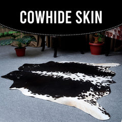 Luxurious Classic Black and White Cowhide Rug - Hypoallergenic, Non-Slip Backing, Handcrafted, Unique Beauty, Durable and Versatile