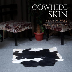 Luxury Black and White Cowhide Rug - Hypoallergenic, Non Shedding, Handcrafted Beauty for Home Decor & Upholstery - Free UK Shipping