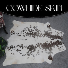Luxury Grey and White Cowhide Rug with Salt & Pepper Hair - Hypoallergenic, Non-Shedding, Handcrafted Décor for Home - Free Shipping in UK